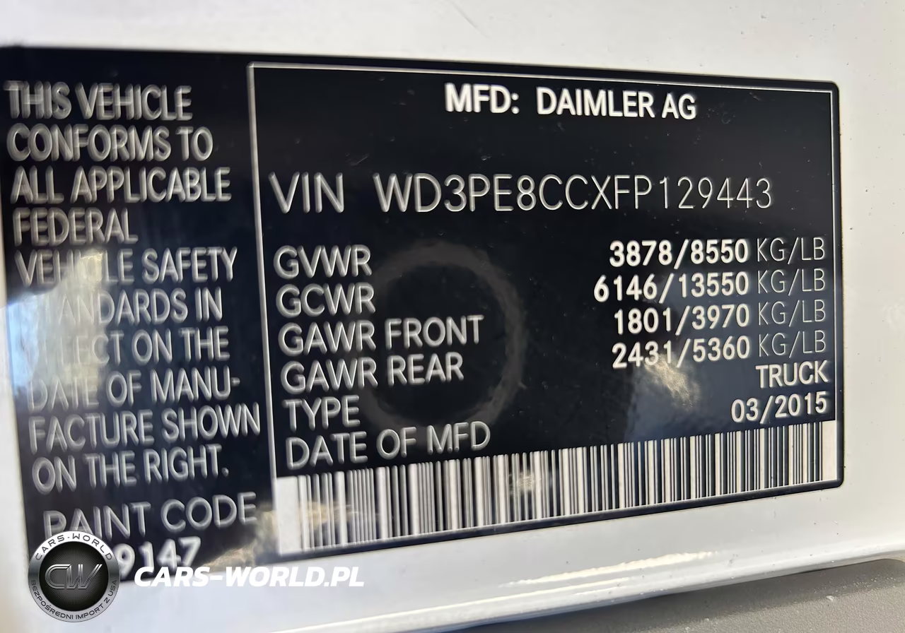 2015 Mercedes-Benz Sprinter 2500 High Roof VIN:WD3PE8CCXFP129443 - 9