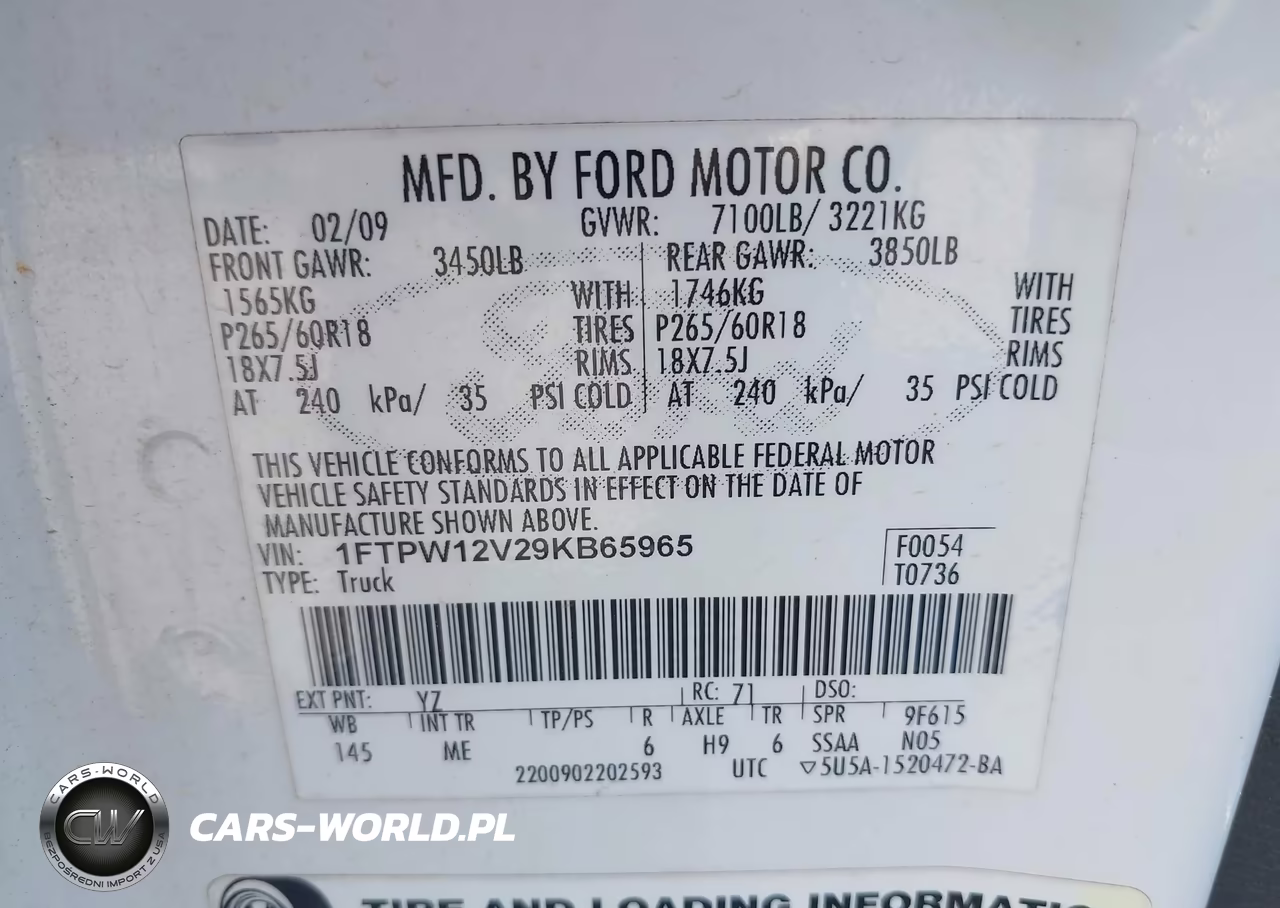 2009 Ford F-150 King Ranch-Lariat-Platinum-Xl-Xlt VIN:1FTPW12V29KB65965 - 9
