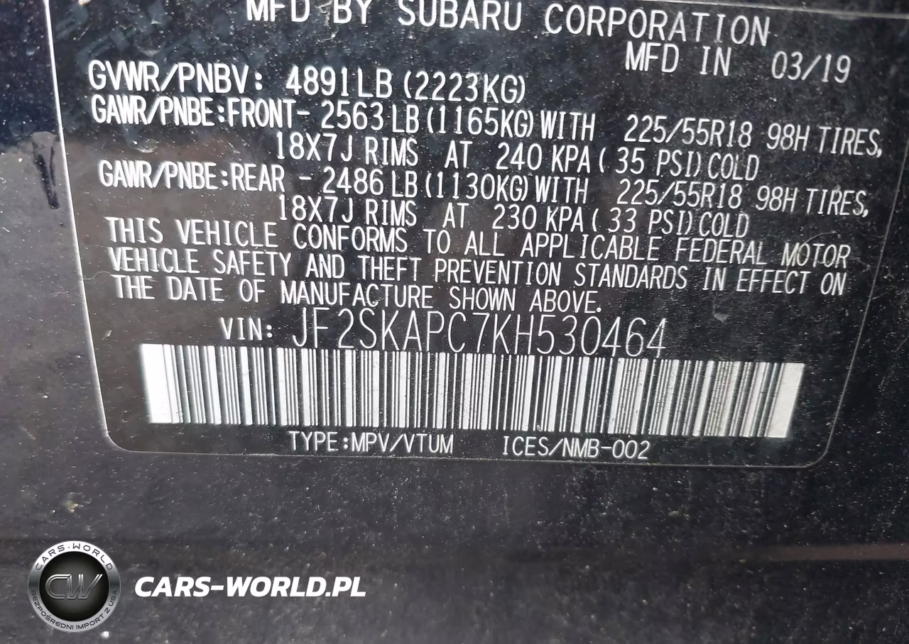 2019 Subaru Forester Sport VIN:JF2SKAPC7KH530464 - 9
