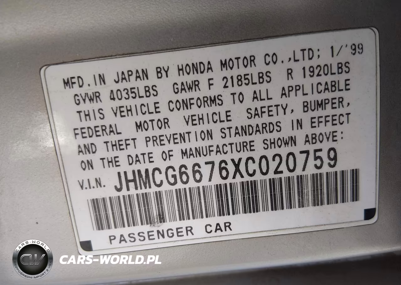 1999 Honda Accord Ex VIN:JHMCG6676XC020759 - 9