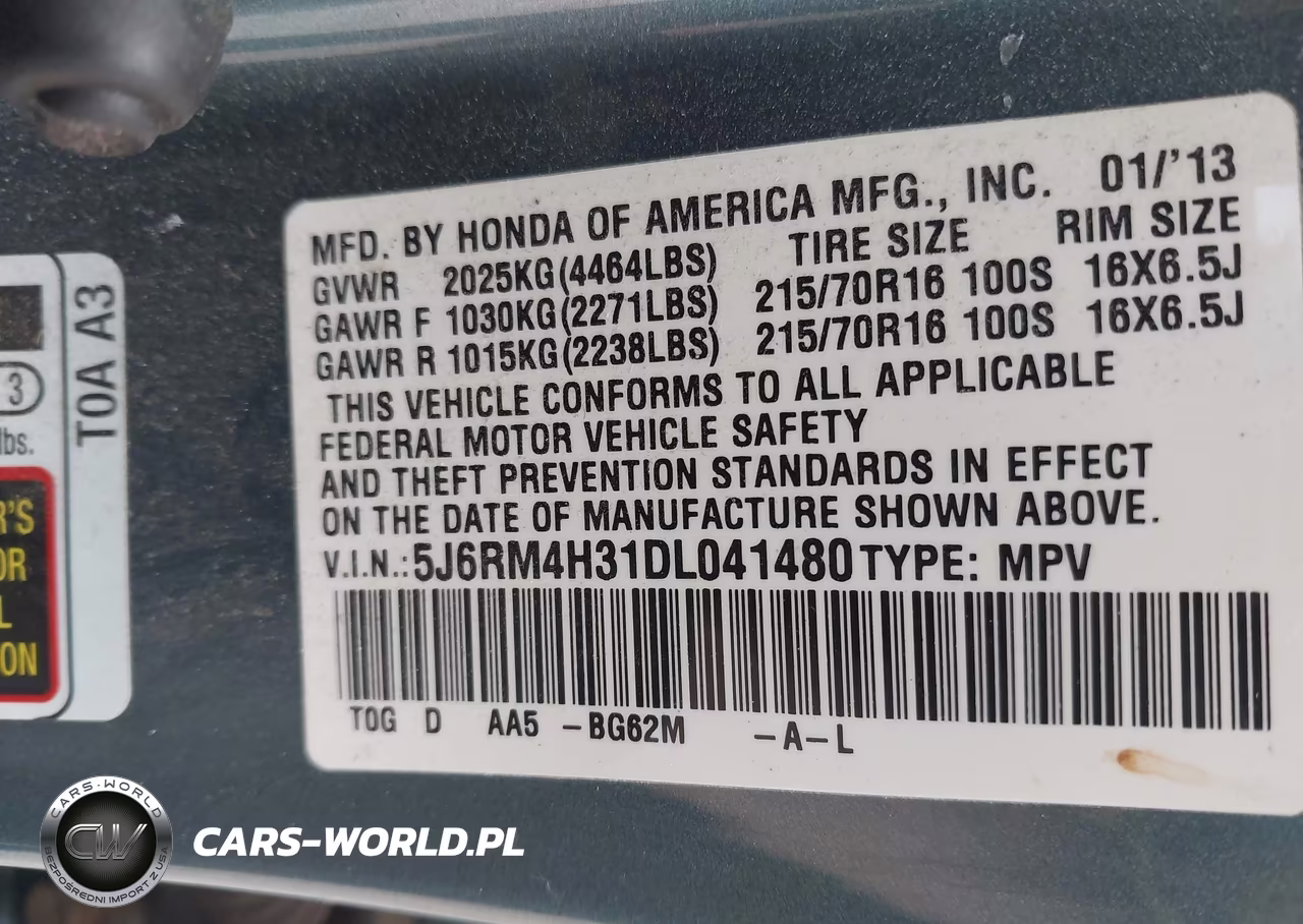 2013 Honda Cr-V Lx VIN:5J6RM4H31DL041480 - 9