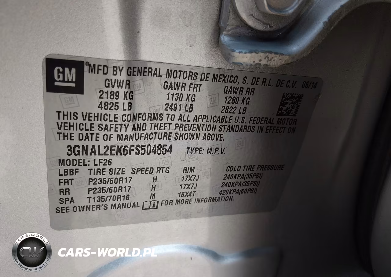 2015 Chevrolet Captiva Sport Fleet Ls VIN:3GNAL2EK6FS504854 - 9