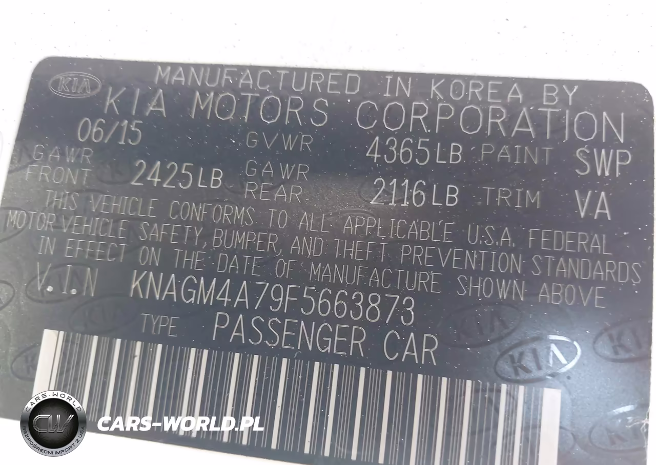 2015 Kia Optima Lx VIN:KNAGM4A79F5663873 - 9