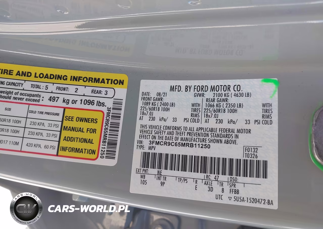 2021 Ford Bronco Sport Outer Banks VIN:3FMCR9C65MRB11250 - 9