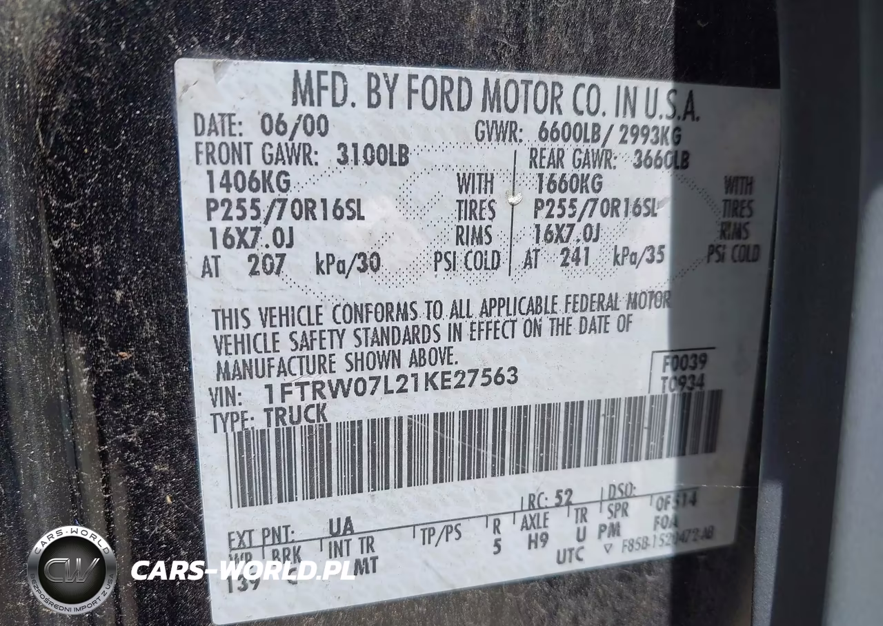 2001 Ford F-150 VIN:1FTRW07L21KE27563 - 9
