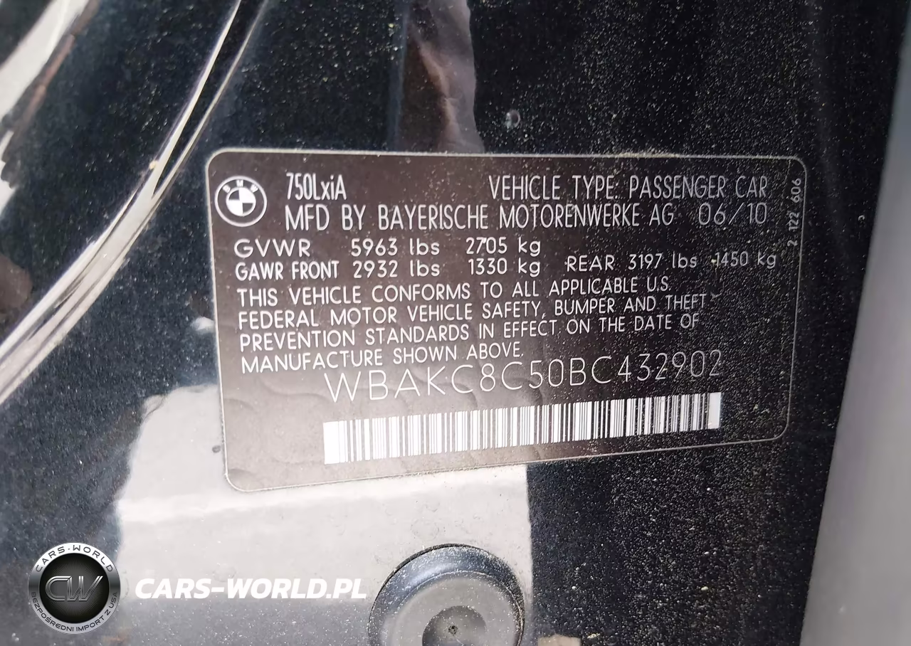 2011 BMW 750Li xDrive VIN:WBAKC8C50BC432902 - 9