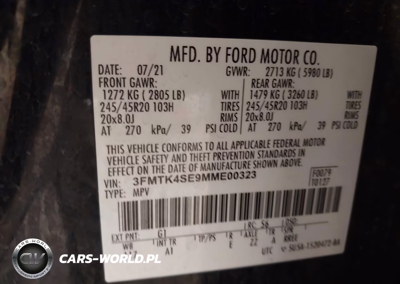 2021 Ford Mustang Mach-E Gt VIN:3FMTK4SE9MME00323 - 9