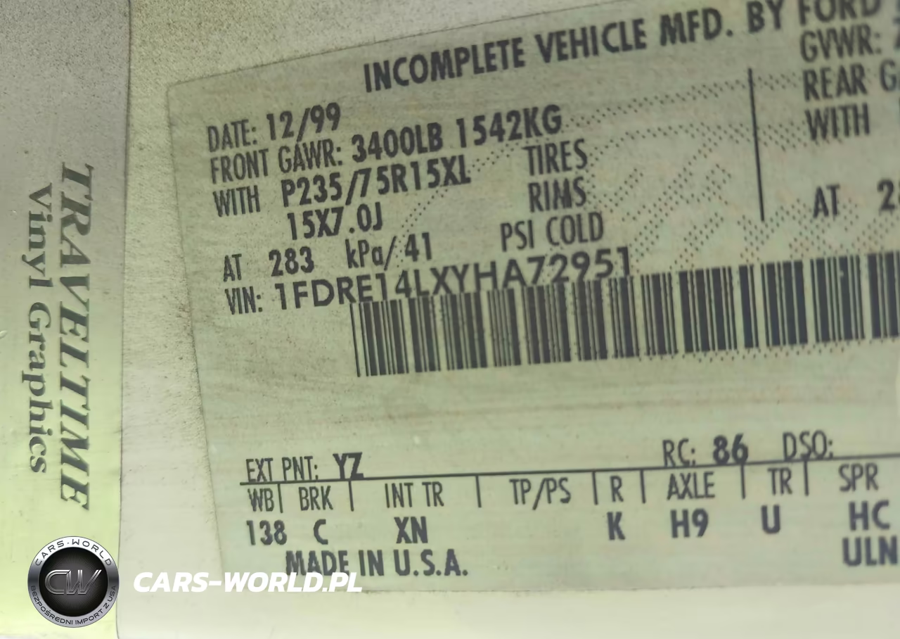 2000 Ford E-150 Recreational VIN:1FDRE14LXYHA72951 - 9