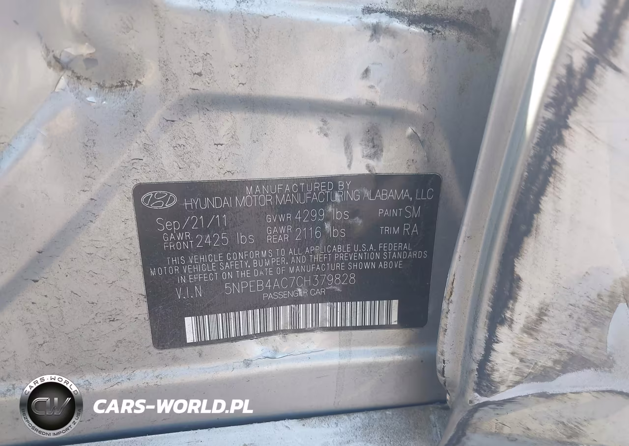 2012 Hyundai Sonata Gls VIN:5NPEB4AC7CH379828 - 9