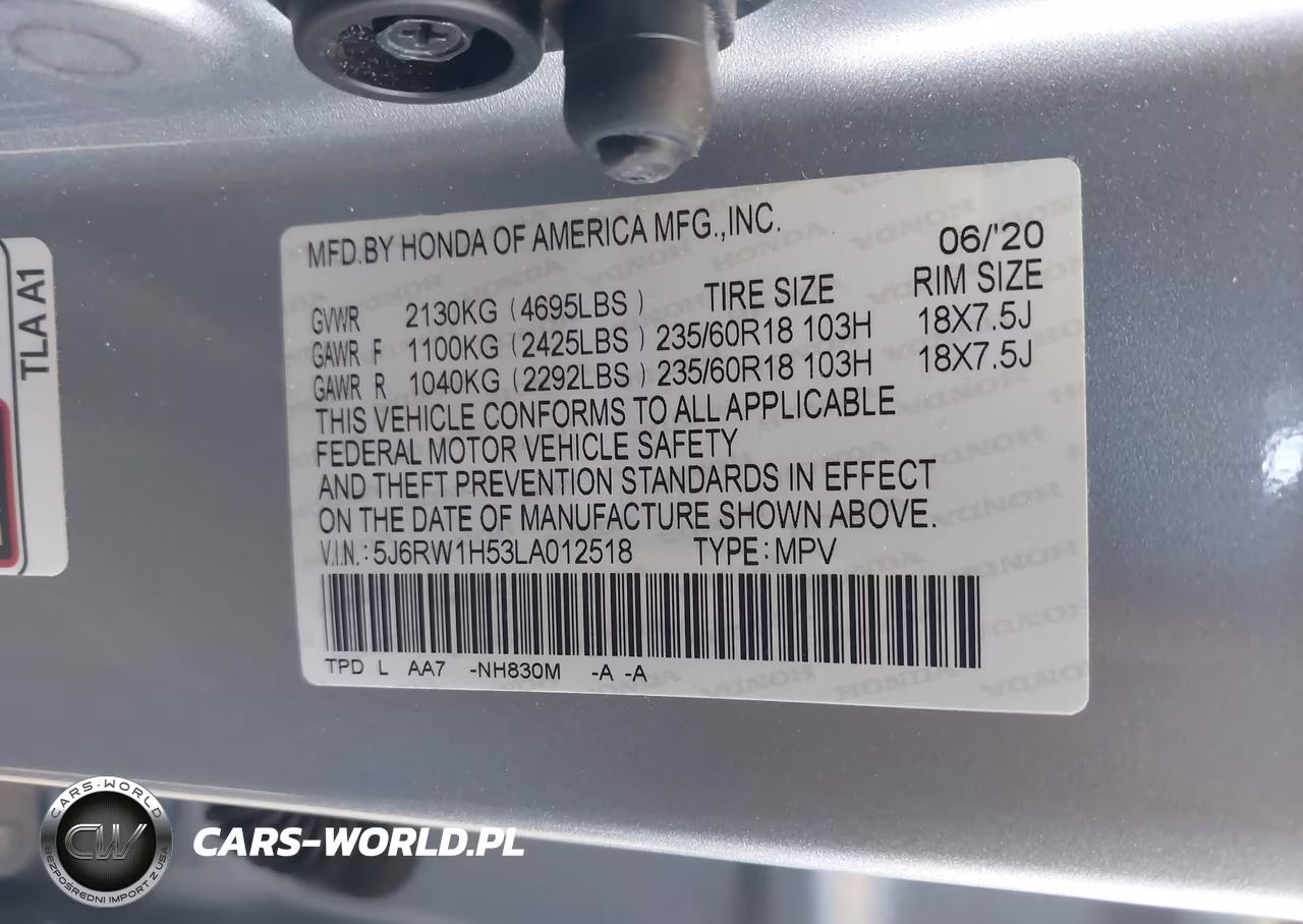 2020 Honda Cr-V 2Wd Ex VIN:5J6RW1H53LA012518 - 9