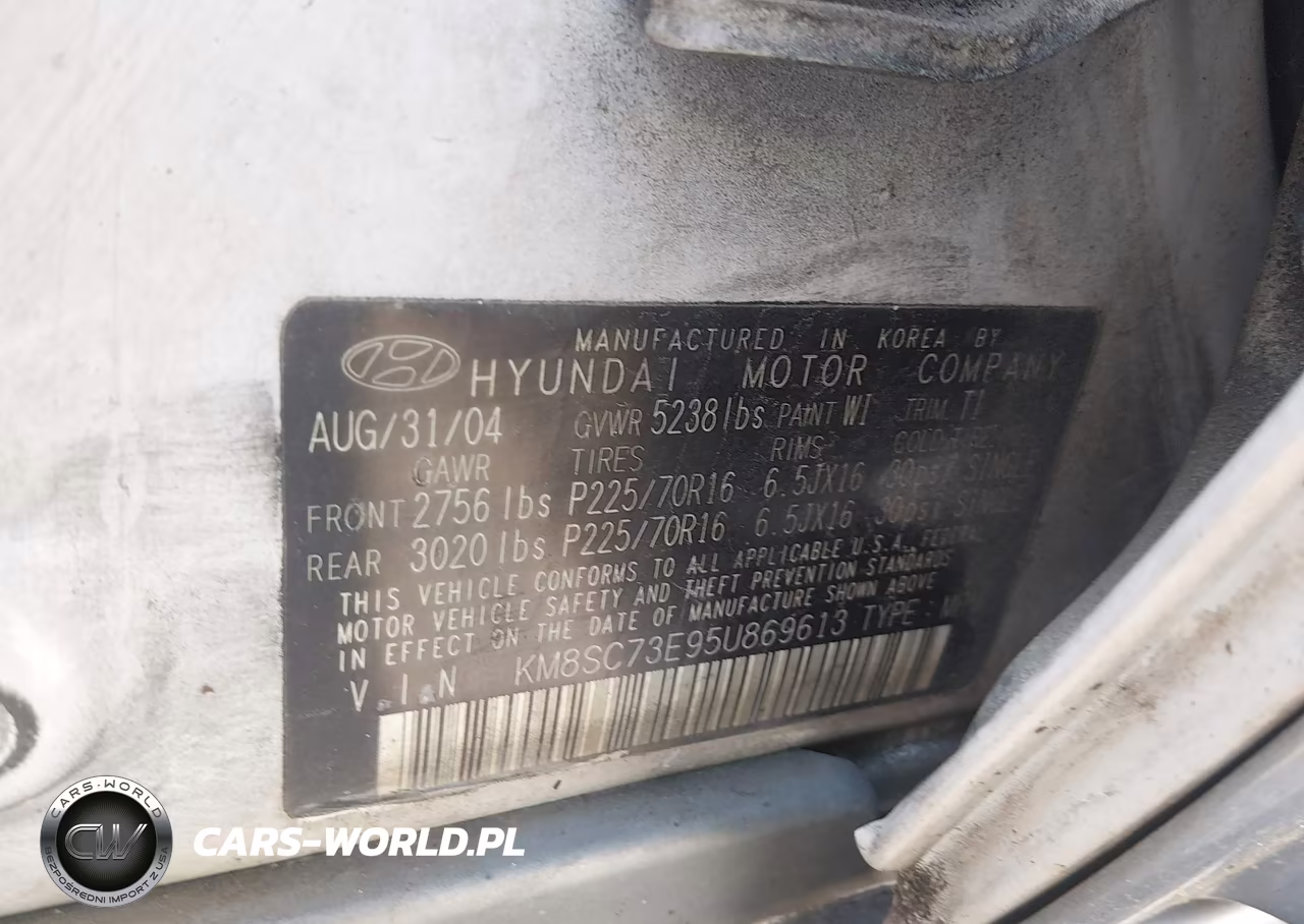 2005 Hyundai Santa Fe Gls-Lx VIN:KM8SC73E95U869613 - 9
