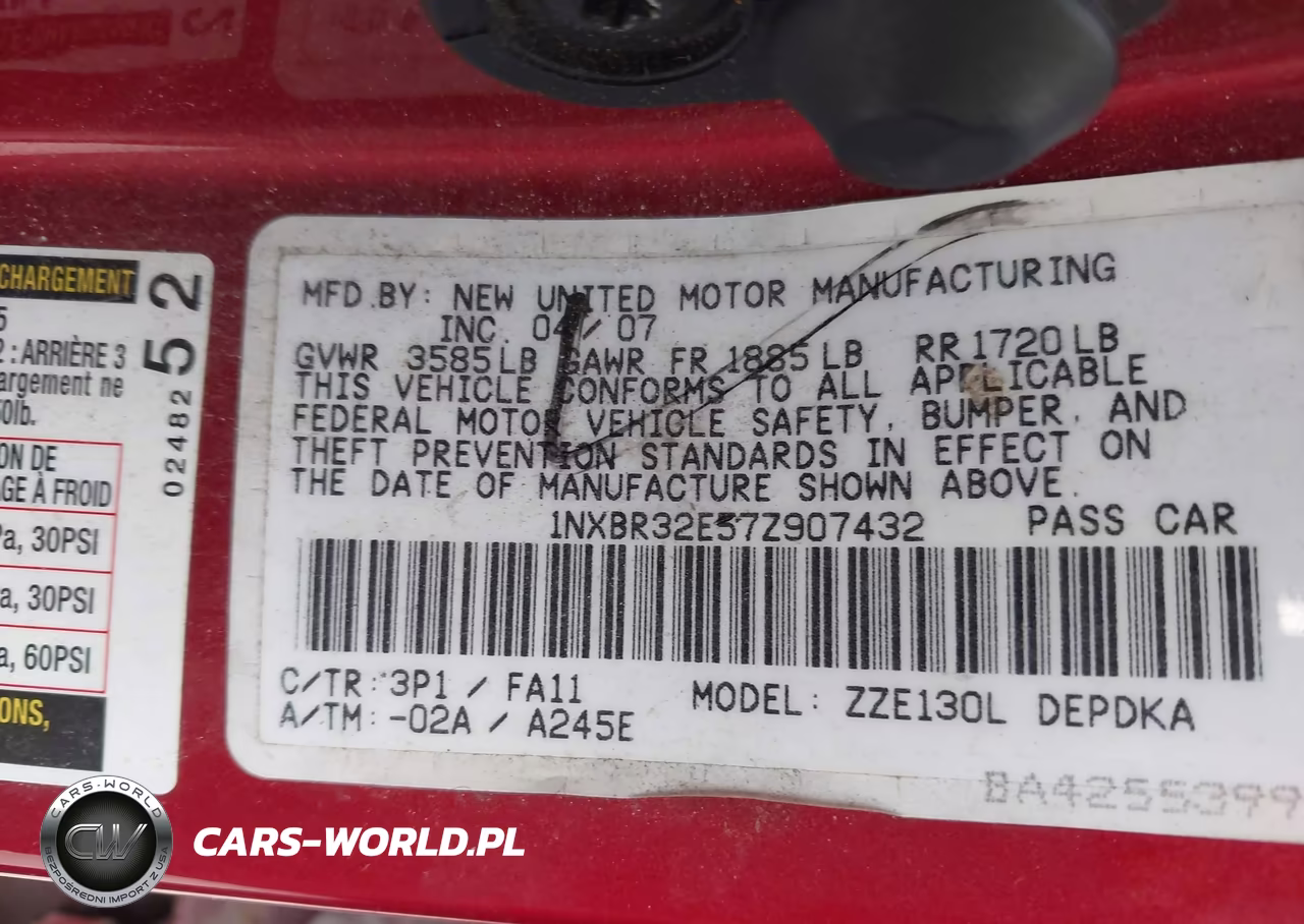 2007 Toyota Corolla Ce VIN:1NXBR32E57Z907432 - 9