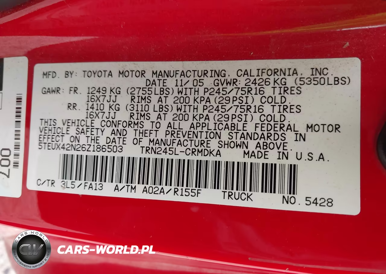 2006 Toyota Tacoma VIN:5TEUX42N26Z186503 - 9