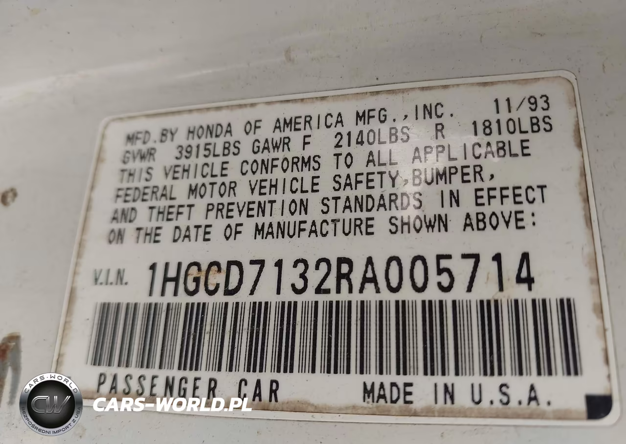 1994 Honda Accord Lx VIN:1HGCD7132RA005714 - 9