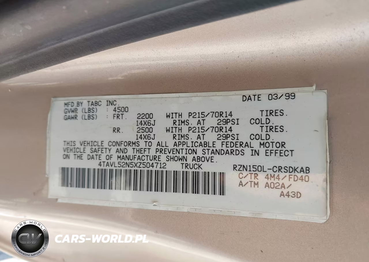 1999 Toyota Tacoma VIN:4TAVL52N5XZ504712 - 9