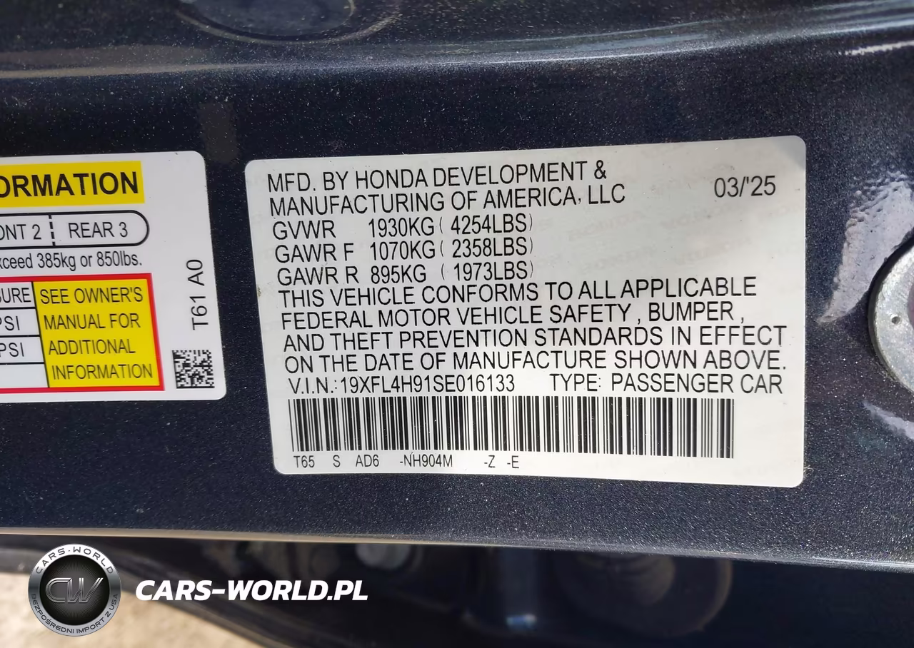 2025 Honda Civic Hybrid Sport Touring VIN:19XFL4H91SE016133 - 9