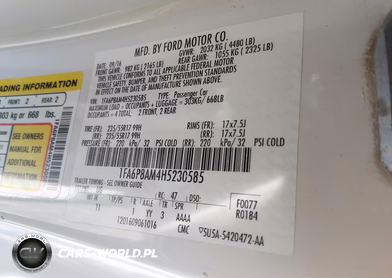 2017 Ford Mustang V6 VIN:1FA6P8AM4H5230585 - 9