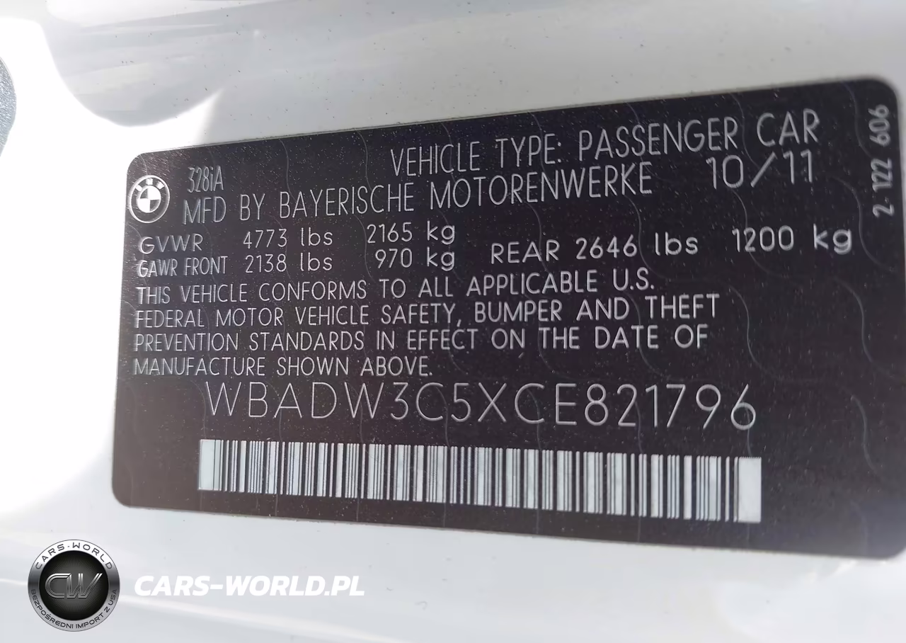 2012 BMW 328I VIN:WBADW3C5XCE821796 - 9