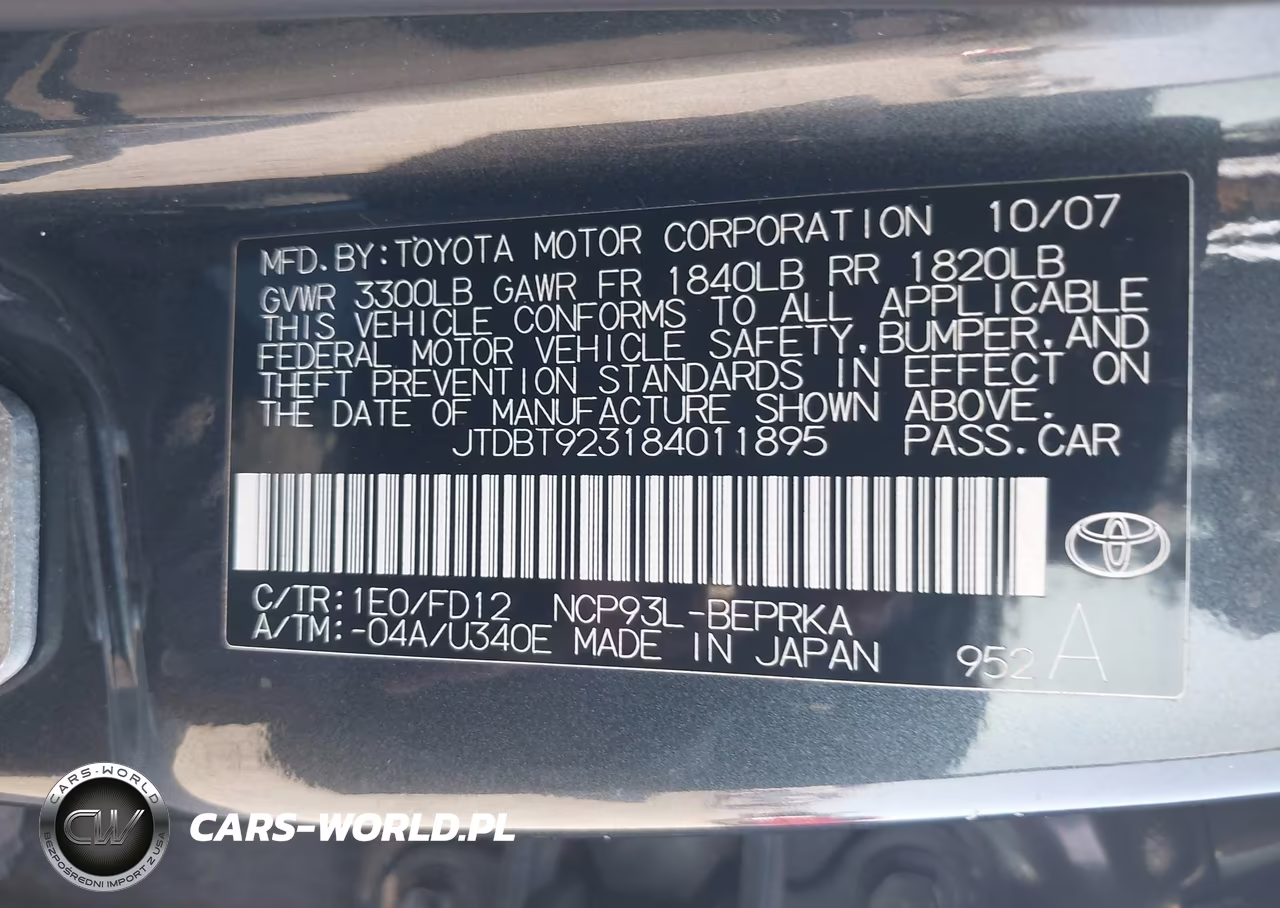 2008 Toyota Yaris VIN:JTDBT923184011895 - 9