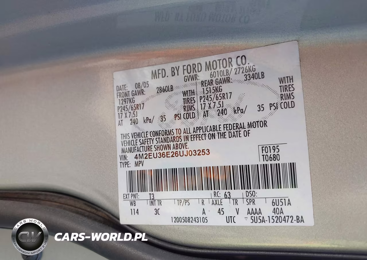 2006 Mercury Mountaineer Convenience VIN:4M2EU36E26UJ03253 - 9