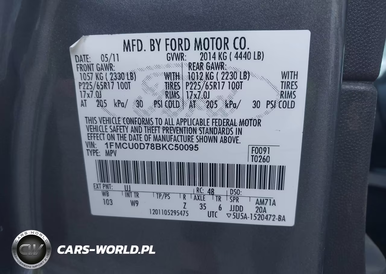 2011 Ford Escape Xlt VIN:1FMCU0D78BKC50095 - 9