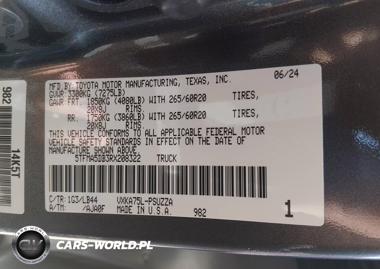 2024 Toyota Tundra 1794 Edition VIN:5TFMA5DB3RX208322 - 9