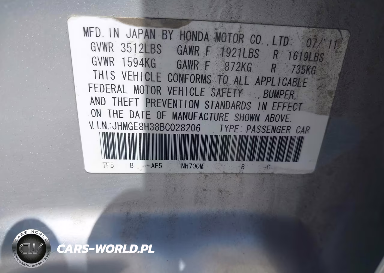 2011 Honda Fit VIN:JHMGE8H38BC028206 - 9