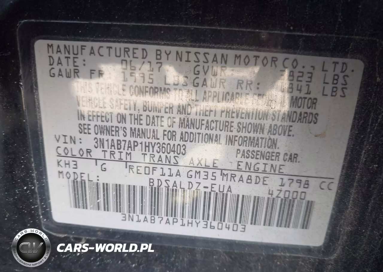 2017 Nissan Sentra Sv VIN:3N1AB7AP1HY360403 - 9