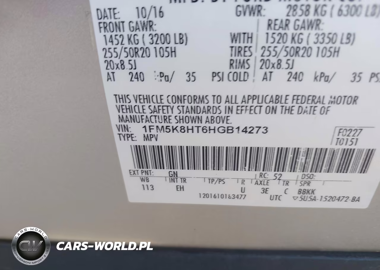 2017 Ford Explorer Platinum VIN:1FM5K8HT6HGB14273 - 9