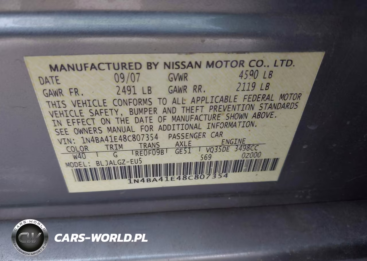2008 Nissan Maxima 3.5 Sl VIN:1N4BA41E48C807354 - 9
