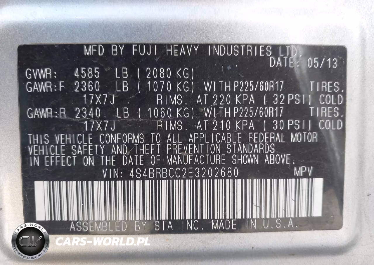 2014 Subaru Outback 2.5I Premium VIN:4S4BRBCC2E3202680 - 9