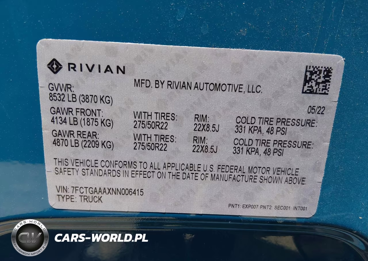 2022 Rivian R1T Adventure VIN:7FCTGAAAXNN006415 - 9