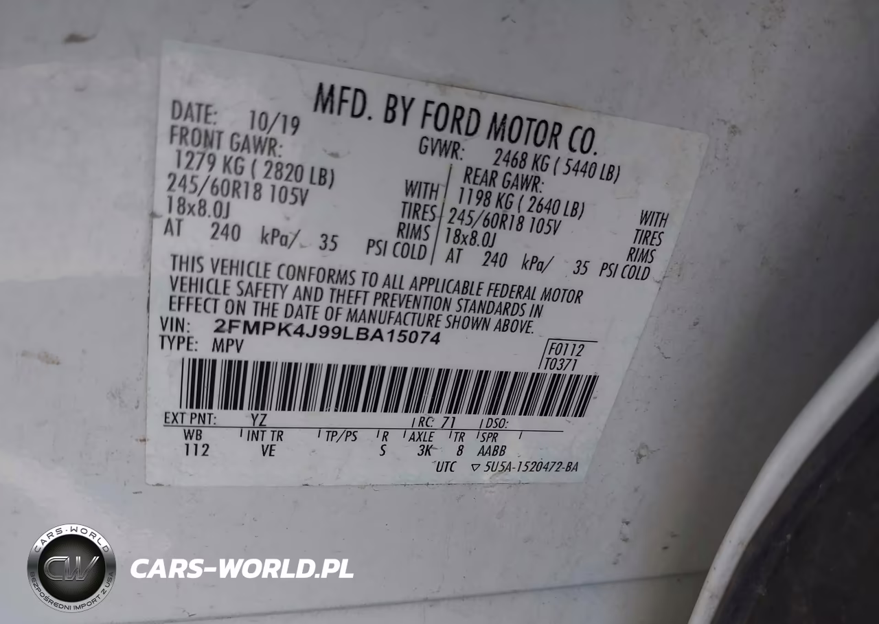 2020 Ford Edge Sel-St Line VIN:2FMPK4J99LBA15074 - 9