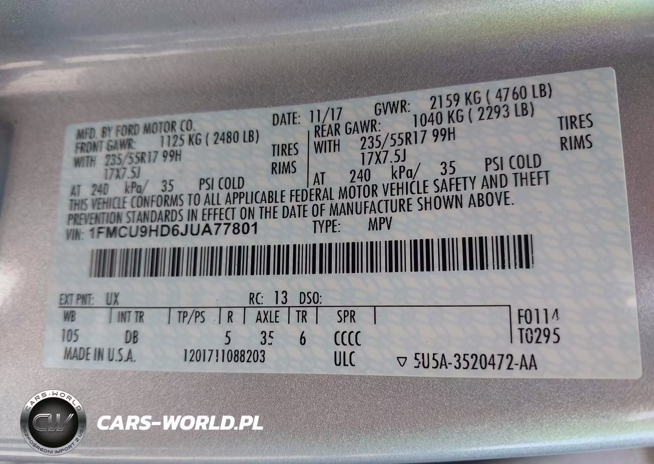 2018 Ford Escape Sel VIN:1FMCU9HD6JUA77801 - 9