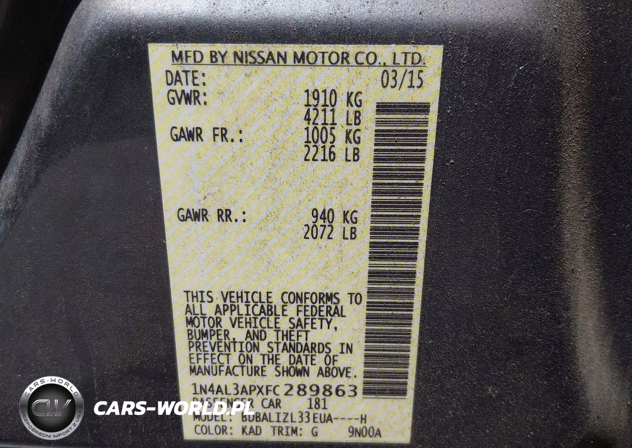 2015 Nissan Altima 2.5 Sv VIN:1N4AL3APXFC289863 - 9