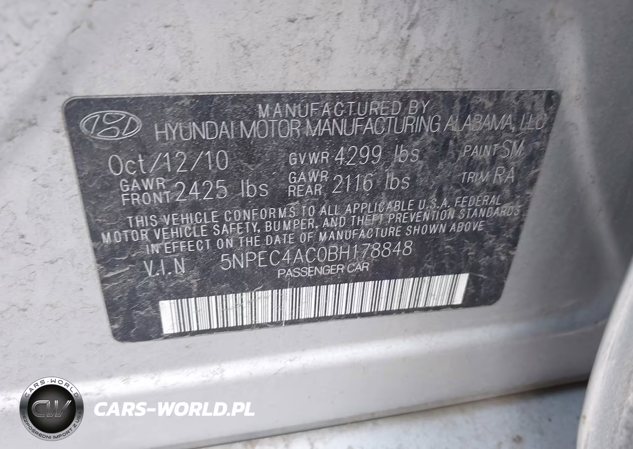 2011 Hyundai Sonata Se VIN:5NPEC4AC0BH178848 - 9