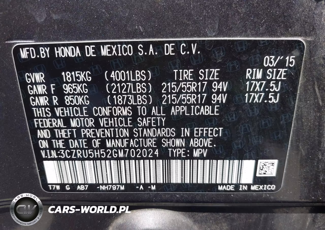 2016 Honda Hr-V Ex VIN:3CZRU5H52GM702024 - 9