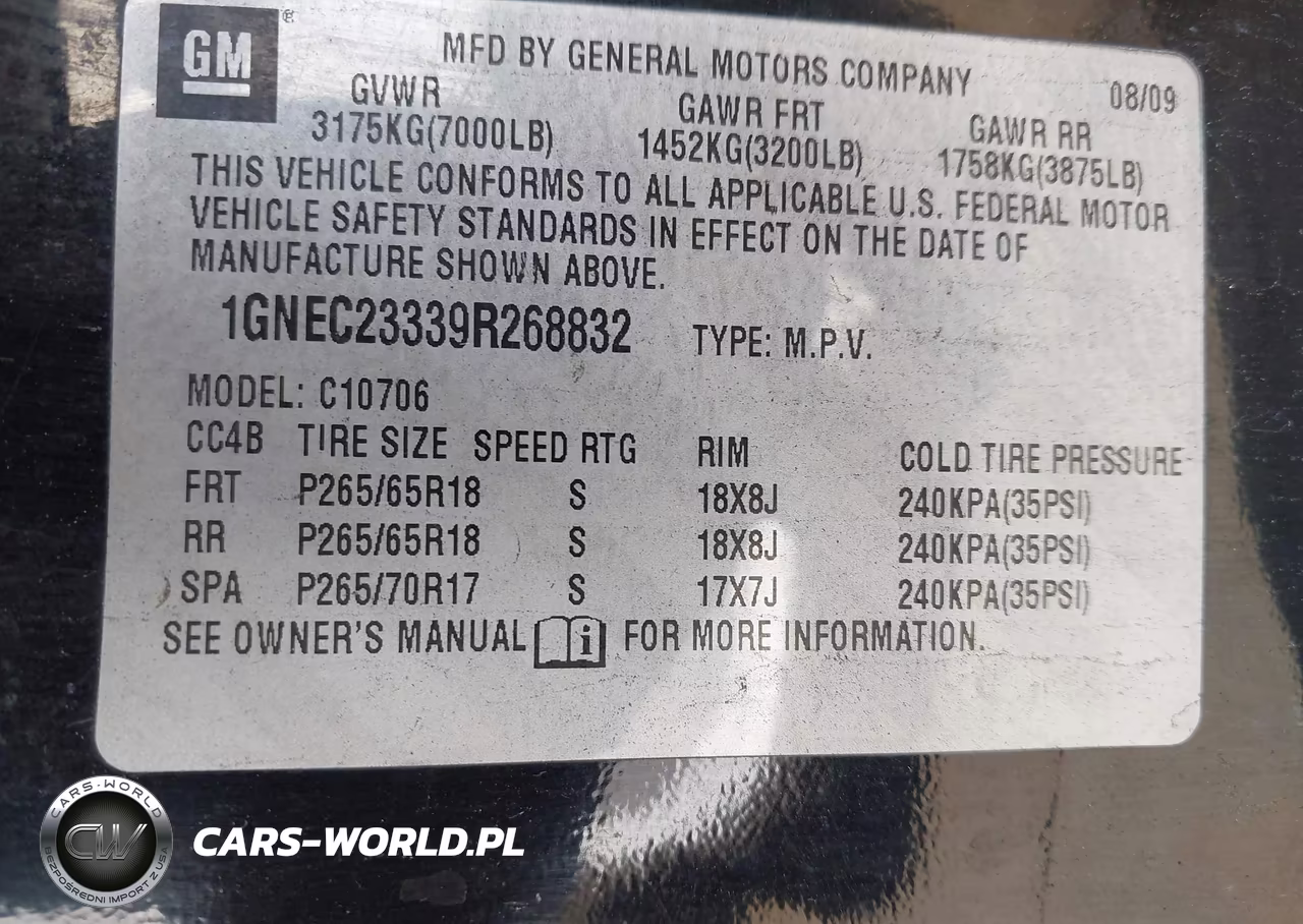 2009 Chevrolet Tahoe Lt2 VIN:1GNEC23339R268832 - 9