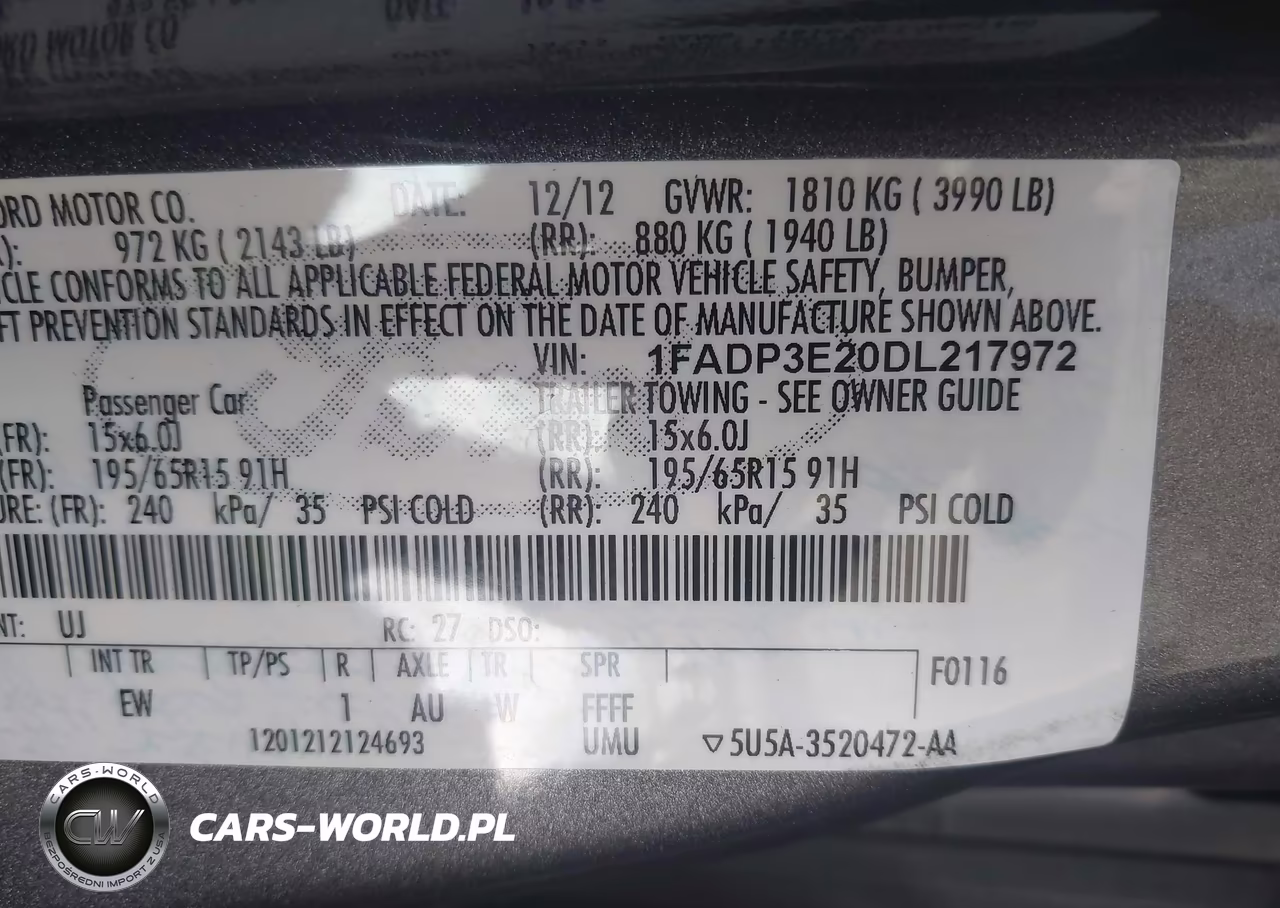 2013 Ford Focus S VIN:1FADP3E20DL217972 - 9