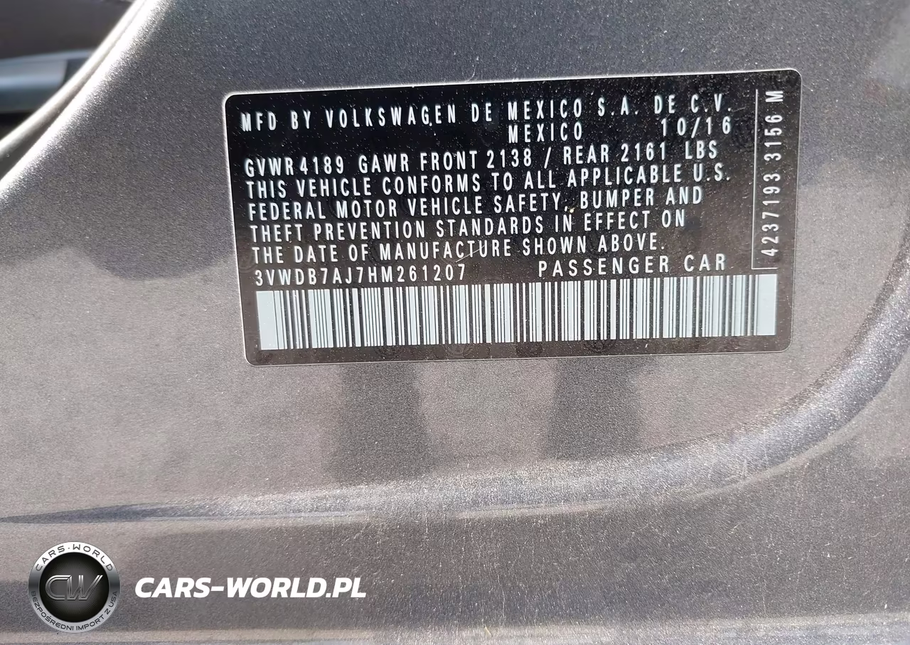 2017 Volkswagen Jetta 1.4T Se VIN:3VWDB7AJ7HM261207 - 9