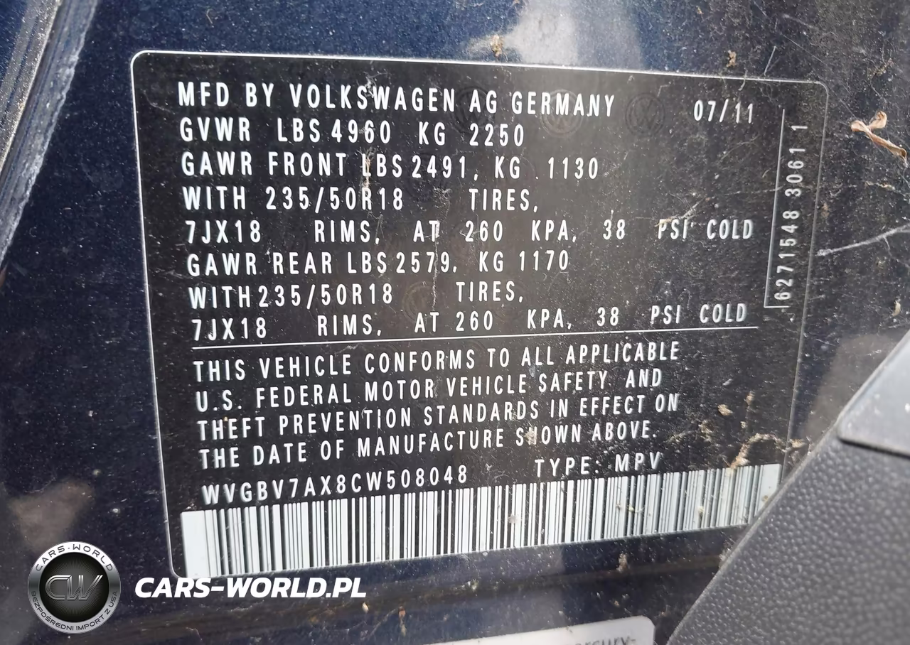 2012 Volkswagen Tiguan Se VIN:WVGBV7AX8CW508048 - 9