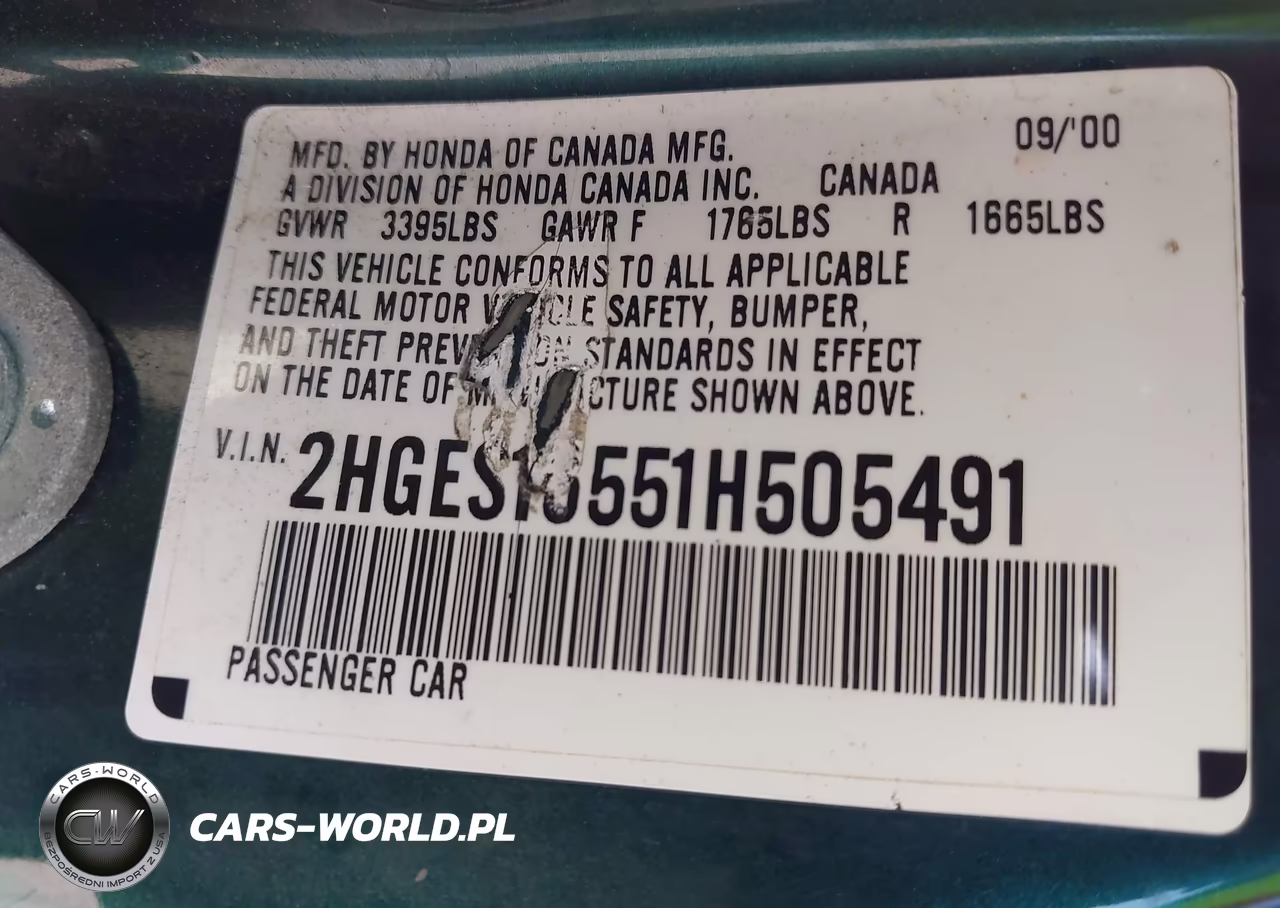 2001 Honda Civic Lx VIN:2HGES16551H505491 - 9