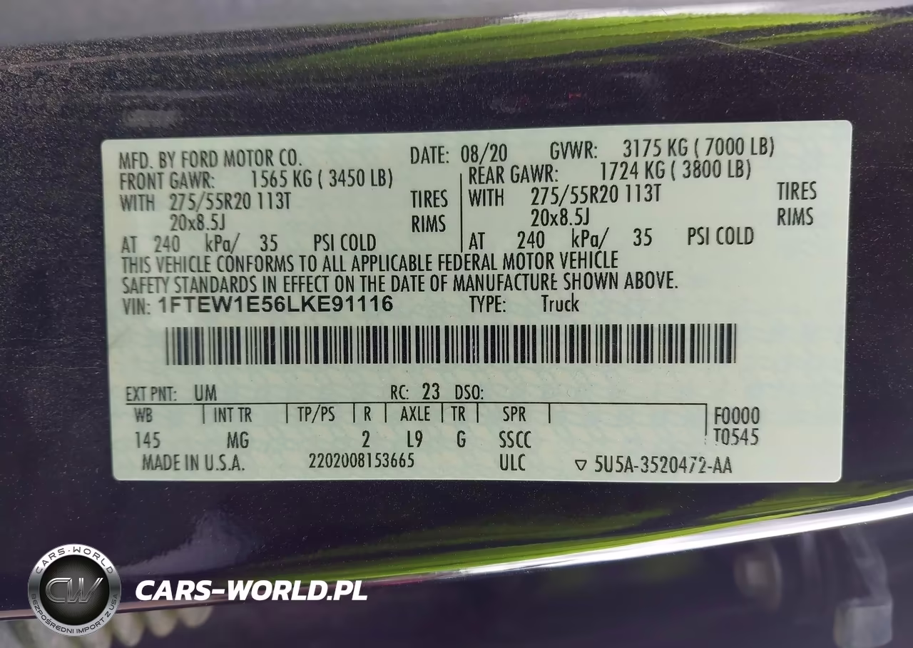2020 Ford F-150 Xlt VIN:1FTEW1E56LKE91116 - 9