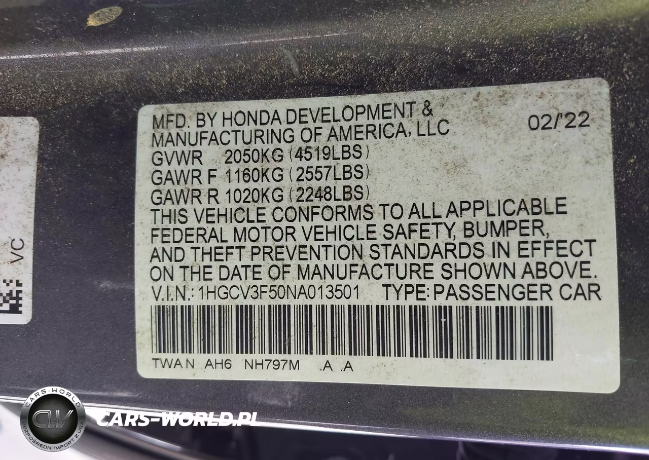 2022 Honda Accord Hybrid Ex-L VIN:1HGCV3F50NA013501 - 9
