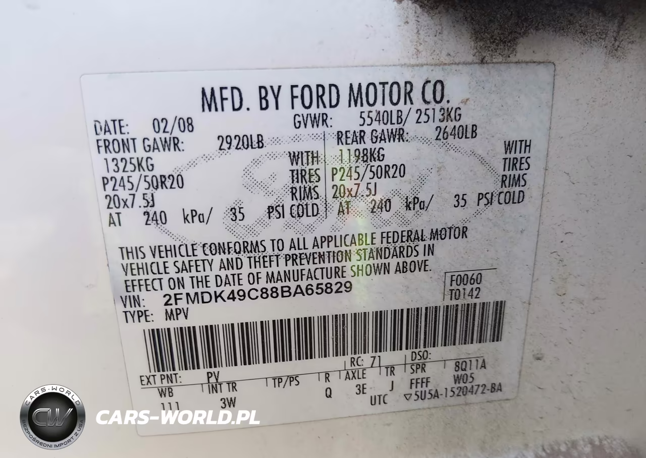 2008 Ford Edge Limited VIN:2FMDK49C88BA65829 - 9