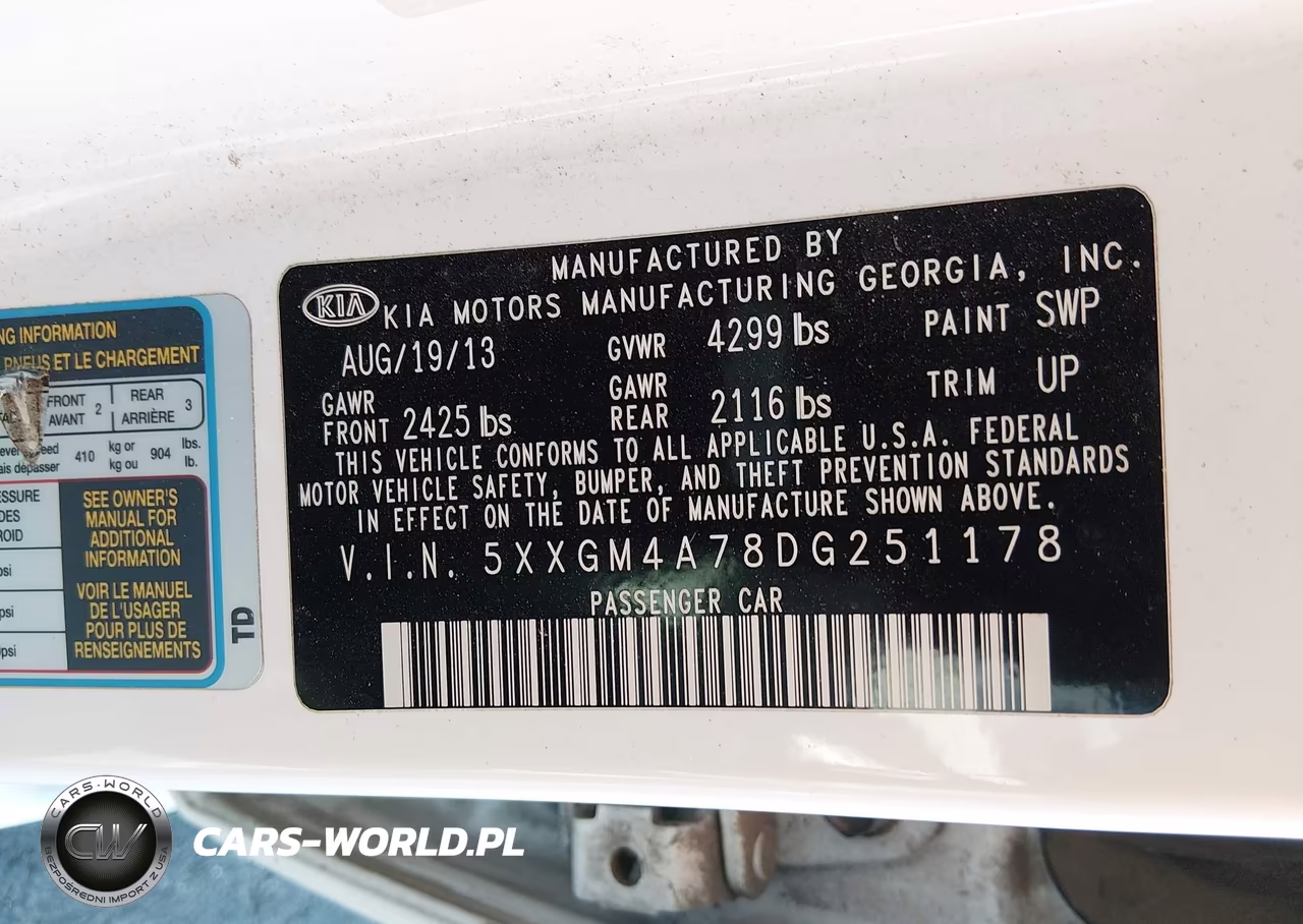 2013 Kia Optima Lx VIN:5XXGM4A78DG251178 - 9