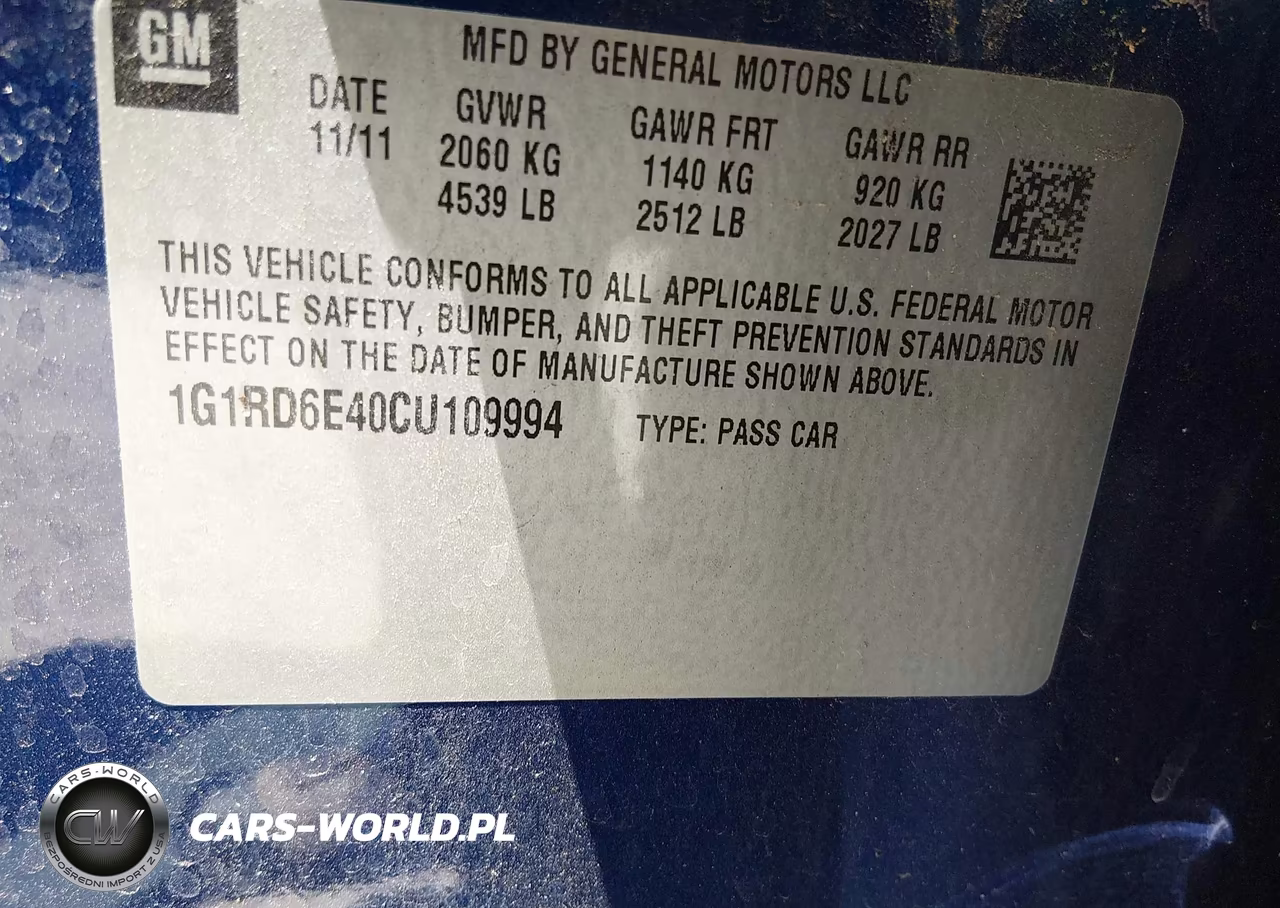 2012 Chevrolet Volt VIN:1G1RD6E40CU109994 - 9