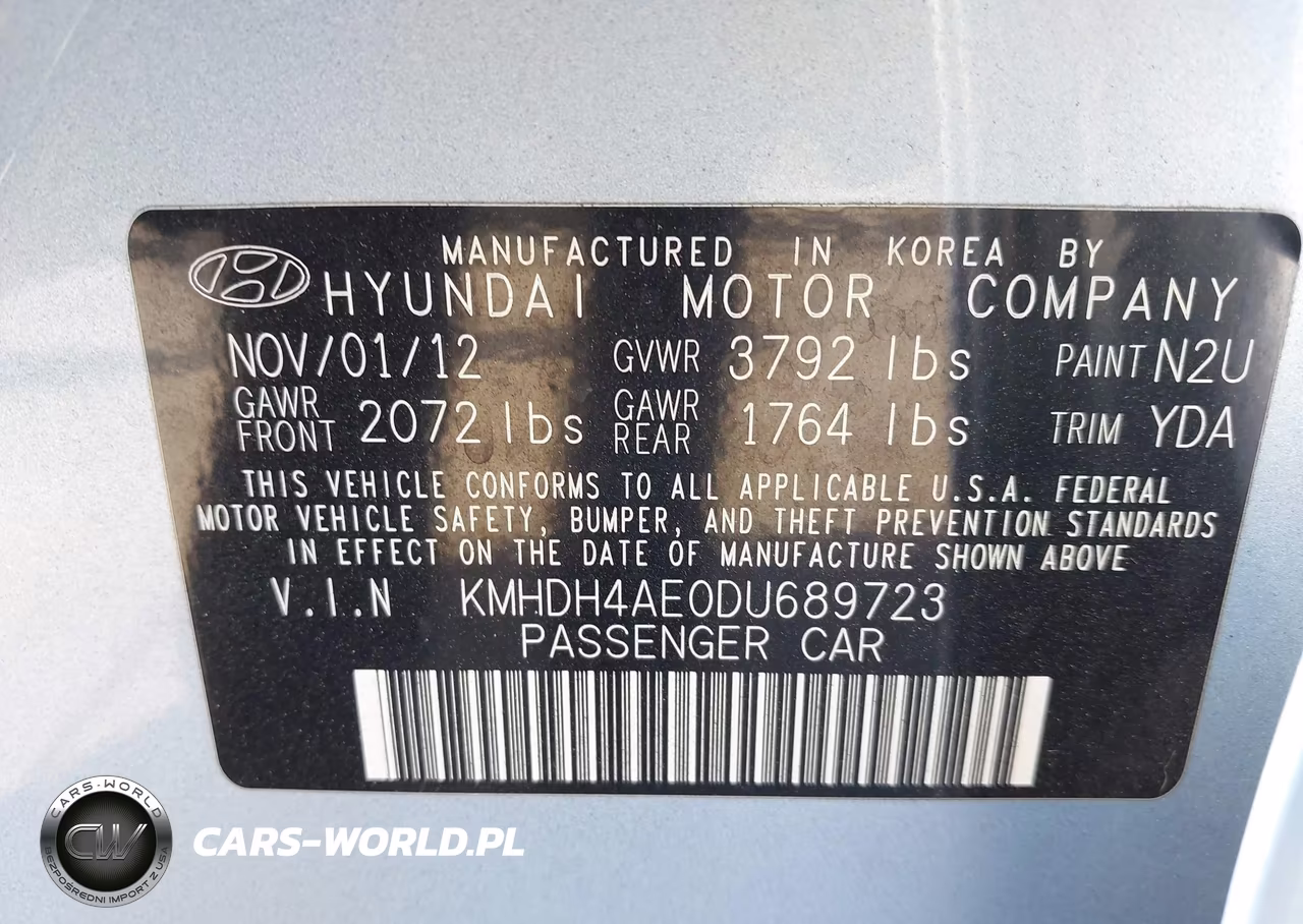 2013 Hyundai Elantra Gls VIN:KMHDH4AE0DU689723 - 9