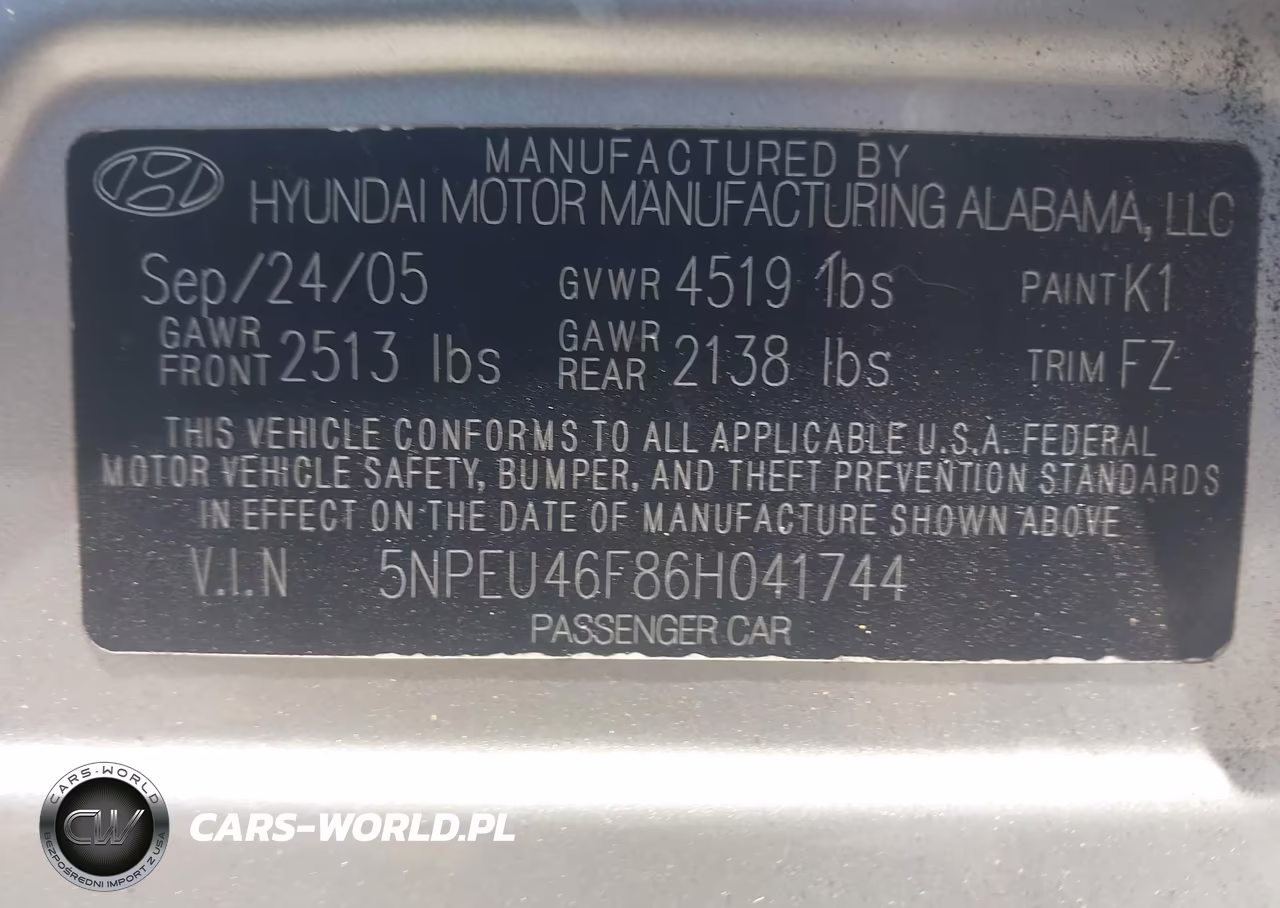 2006 Hyundai Sonata Gls V6-Lx V6 VIN:5NPEU46F86H041744 - 9