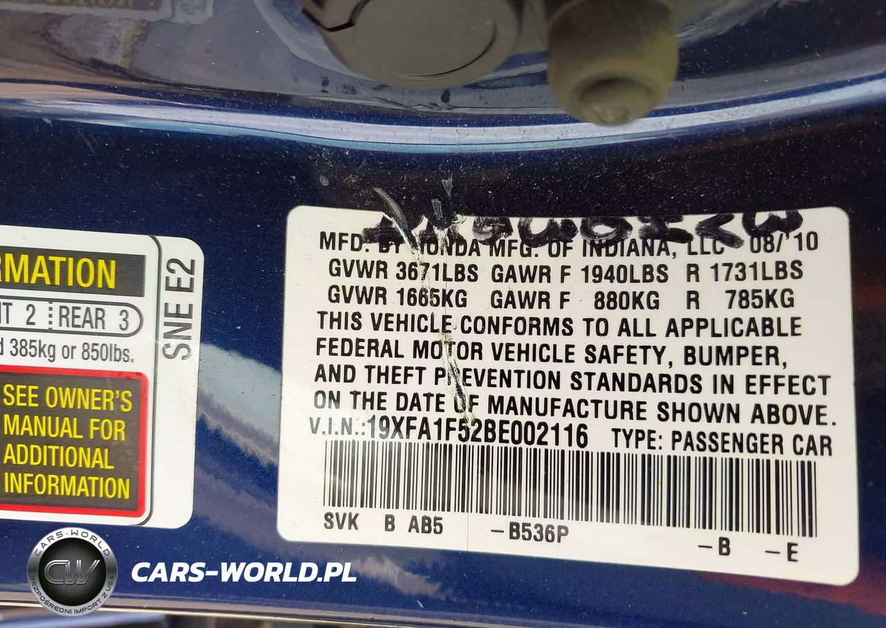 2011 Honda Civic Lx VIN:19XFA1F52BE002116 - 9